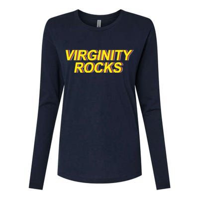 Virginity Rocks Retro Funny Womens Cotton Relaxed Long Sleeve T-Shirt