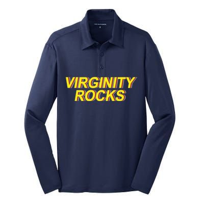 Virginity Rocks Retro Funny Silk Touch Performance Long Sleeve Polo