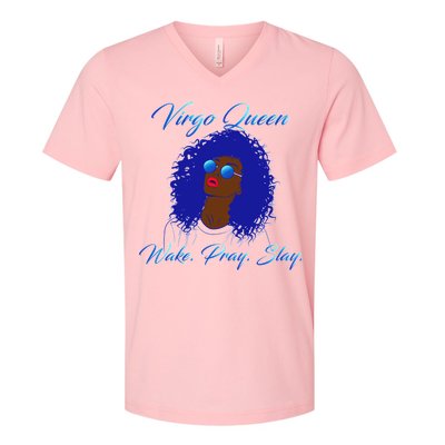 Virgo Queen Wake Pray Slay V-Neck T-Shirt