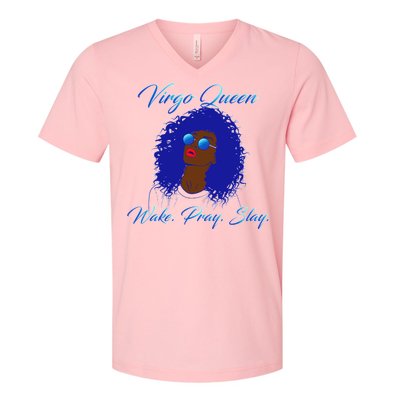 Virgo Queen Wake Pray Slay V-Neck T-Shirt