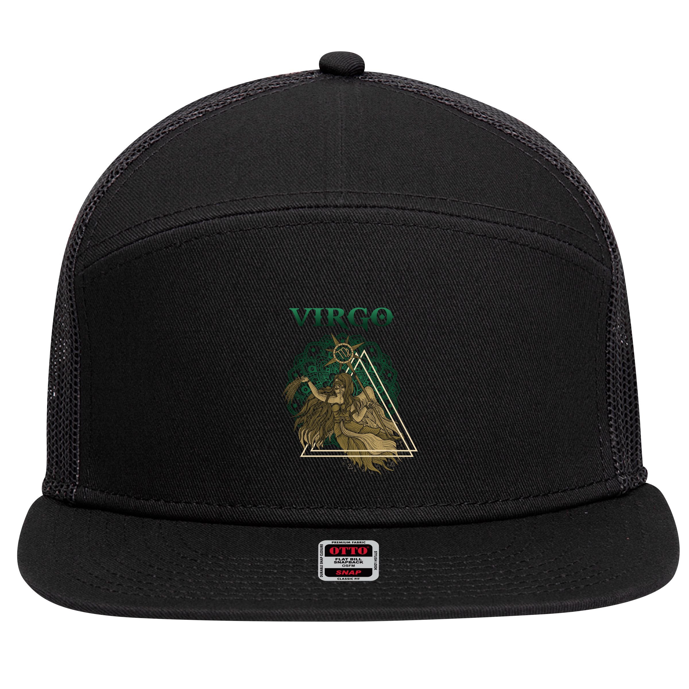 Virgo stylized design 7 Panel Mesh Trucker Snapback Hat