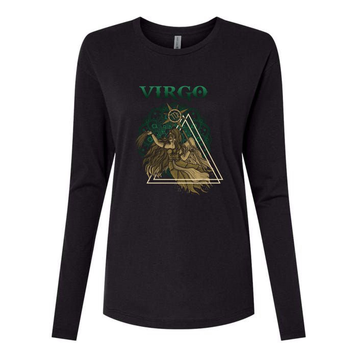 Virgo stylized design Womens Cotton Relaxed Long Sleeve T-Shirt