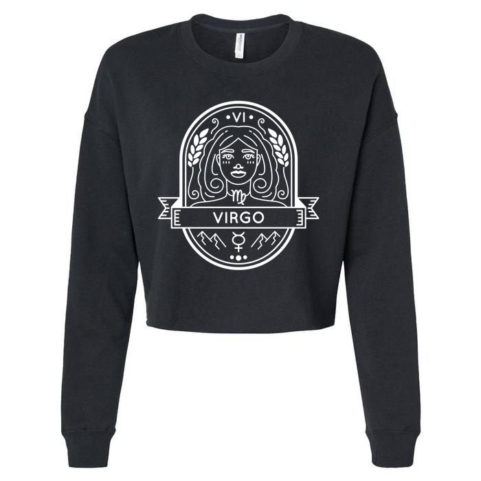 Virgo Zodiac Symbol Design Cropped Pullover Crew