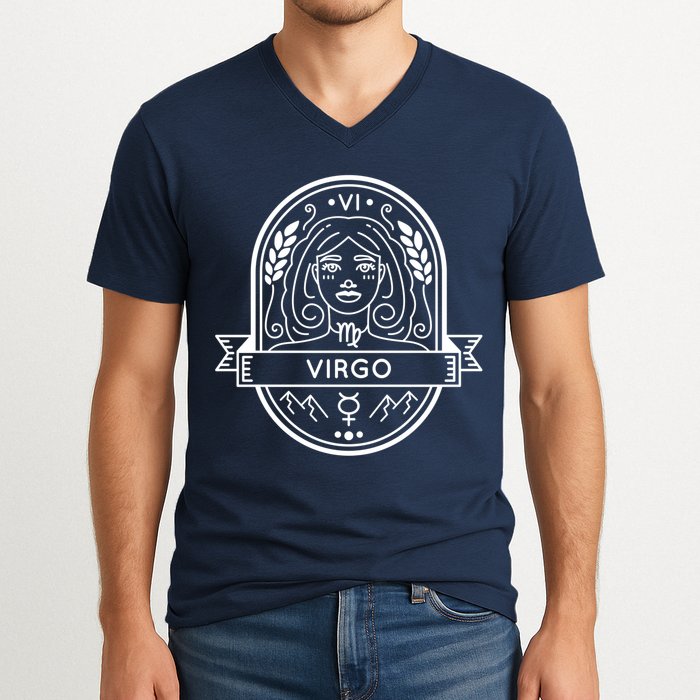Virgo Zodiac Symbol Design V-Neck T-Shirt