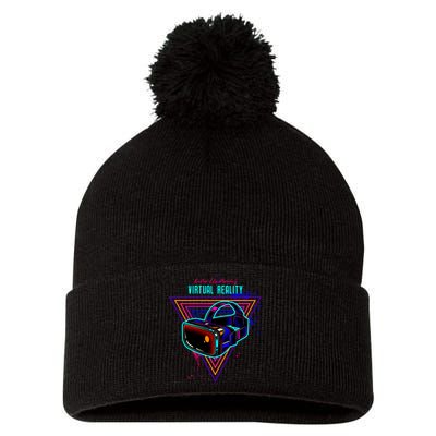 Virtual Reality Neon Pom Pom 12in Knit Beanie