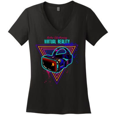 Virtual Reality Neon Women's V-Neck T-Shirt