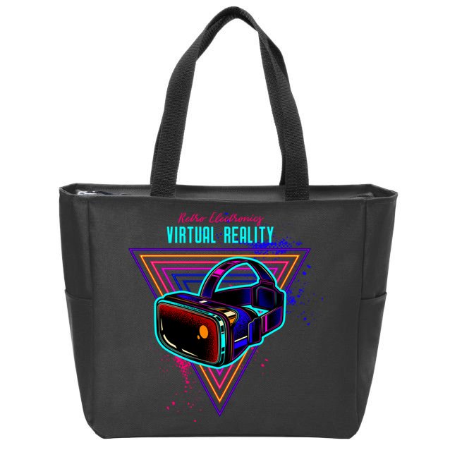 Virtual Reality Neon Zip Tote Bag