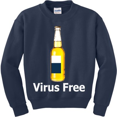 Virus Free Beer Bottle Kids Sweatshirt