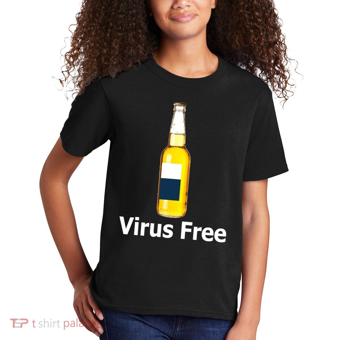 Virus Free Beer Bottle Kids T-Shirt