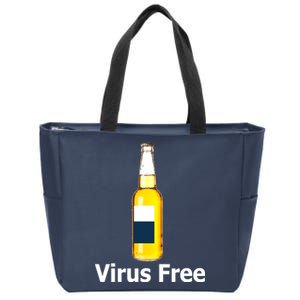 Virus Free Beer Bottle Zip Tote Bag