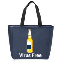 Virus Free Beer Bottle Zip Tote Bag