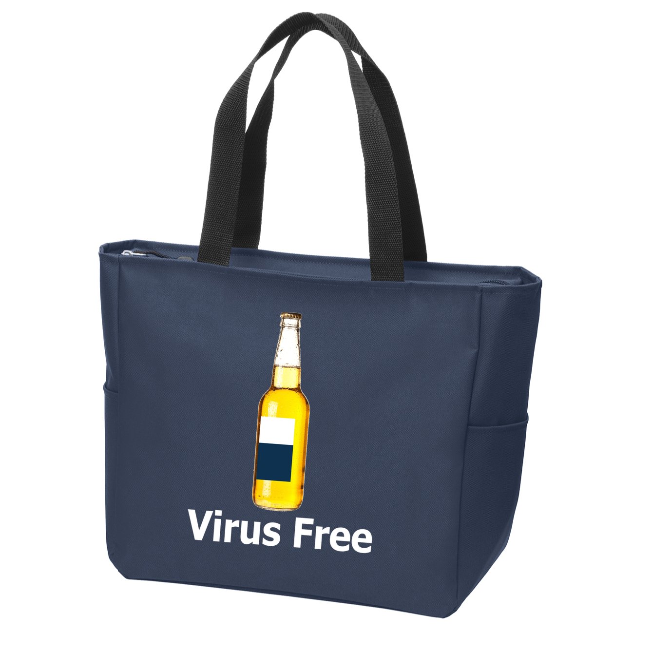 Virus Free Beer Bottle Zip Tote Bag