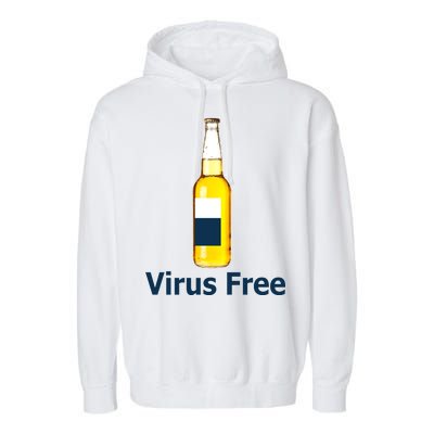 Virus Free Beer Bottle Garment-Dyed Fleece Hoodie