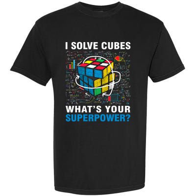 Vintage I Solve Cubes Superpower Funny Speed Cubing Garment-Dyed Heavyweight T-Shirt