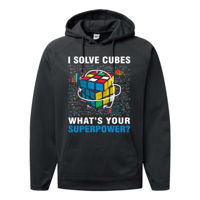 Vintage I Solve Cubes Superpower Funny Speed Cubing Performance Fleece Hoodie