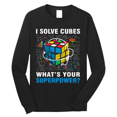 Vintage I Solve Cubes Superpower Funny Speed Cubing Long Sleeve Shirt