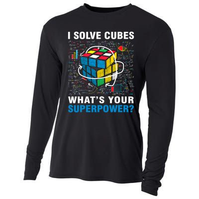 Vintage I Solve Cubes Superpower Funny Speed Cubing Cooling Performance Long Sleeve Crew