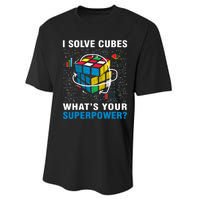 Vintage I Solve Cubes Superpower Funny Speed Cubing Performance Sprint T-Shirt