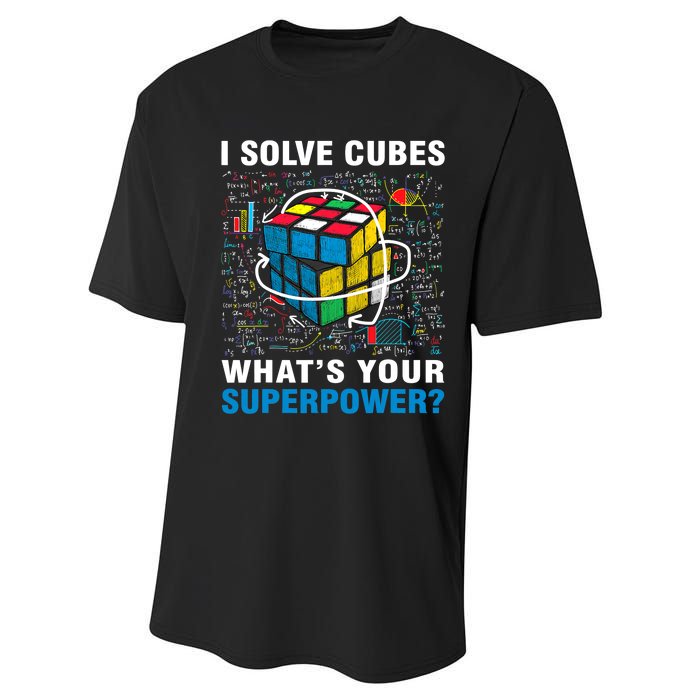 Vintage I Solve Cubes Superpower Funny Speed Cubing Performance Sprint T-Shirt