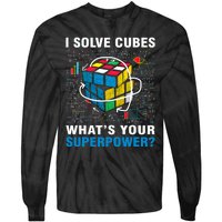 Vintage I Solve Cubes Superpower Funny Speed Cubing Tie-Dye Long Sleeve Shirt