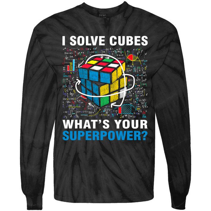 Vintage I Solve Cubes Superpower Funny Speed Cubing Tie-Dye Long Sleeve Shirt