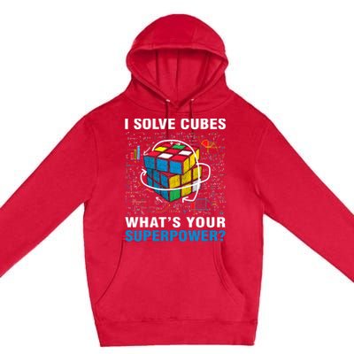 Vintage I Solve Cubes Superpower Funny Speed Cubing Premium Pullover Hoodie