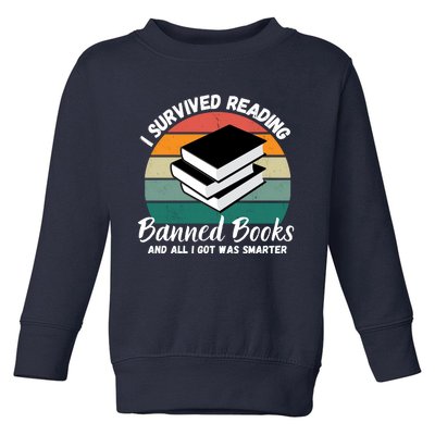 Vintage I Survived Reading Banned Books Book Bookaholic Toddler Sweatshirt