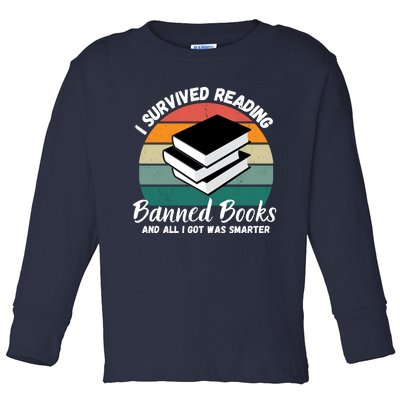 Vintage I Survived Reading Banned Books Book Bookaholic Toddler Long Sleeve Shirt