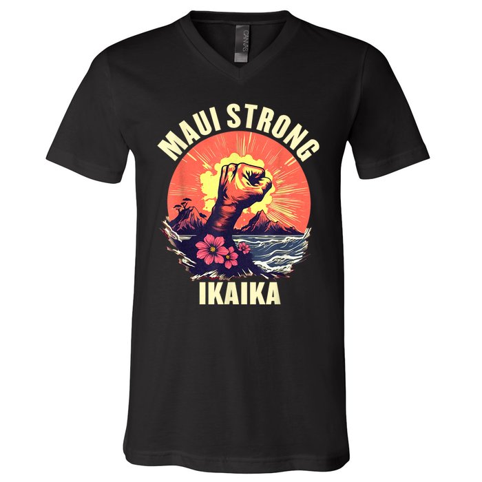 Vintage Ikaika Strong Maui Hawaii Island I Love Hawaii V-Neck T-Shirt