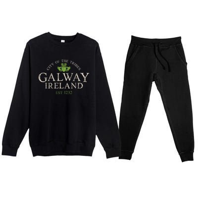 Vintage Irish Souvenir Funny Gift: Claddagh Galway Ireland Gift Premium Crewneck Sweatsuit Set