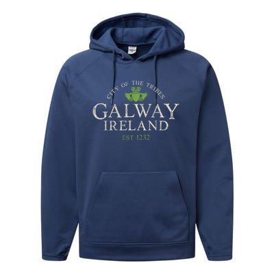 Vintage Irish Souvenir Funny Gift: Claddagh Galway Ireland Gift Performance Fleece Hoodie