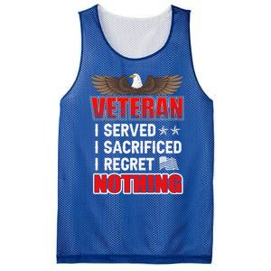 Veteran I Served I Sacrificed I Regret Nothing Gift Mesh Reversible Basketball Jersey Tank