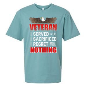 Veteran I Served I Sacrificed I Regret Nothing Gift Sueded Cloud Jersey T-Shirt