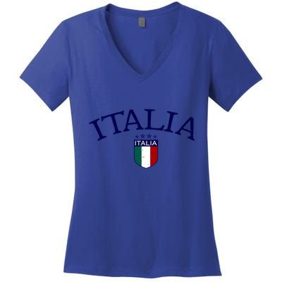 Vintage Italia Soccer Funny Gift Women's V-Neck T-Shirt