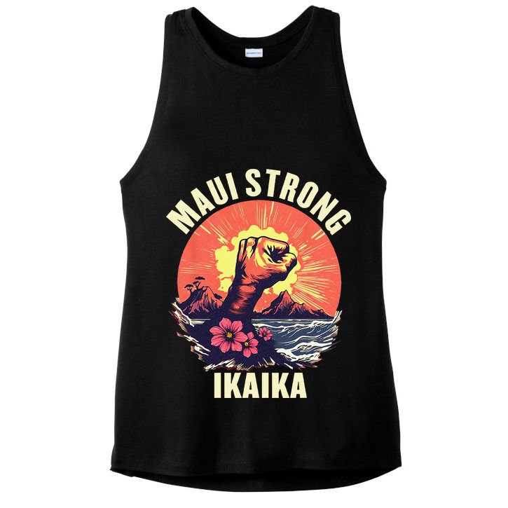 Vintage Ikaika Strong Maui Hawaii Island I Love Hawaii Ladies PosiCharge Tri-Blend Wicking Tank