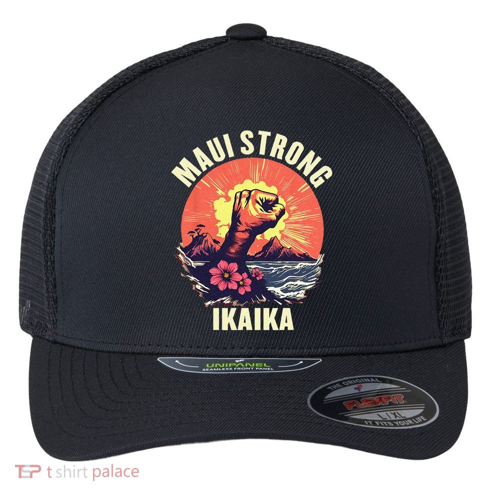 Vintage Ikaika Strong Maui Hawaii Island I Love Hawaii Flexfit Unipanel Trucker Cap