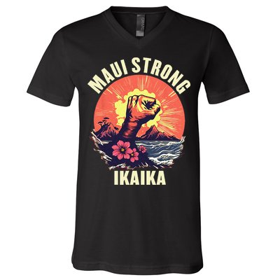 Vintage Ikaika Strong Maui Hawaii Island I Love Hawaii V-Neck T-Shirt