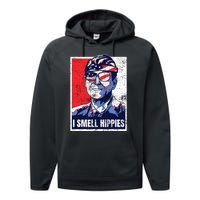 Vintage I Smell Hippies 4th Of July Merica Performance Fleece Hoodie