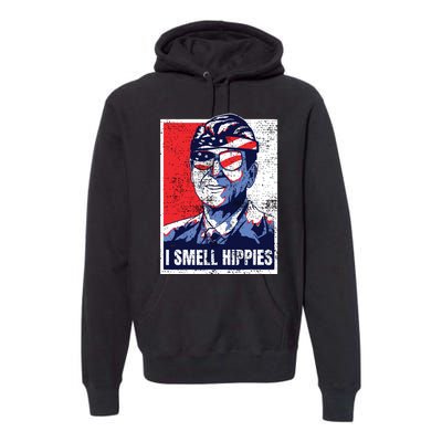 Vintage I Smell Hippies 4th Of July Merica Premium Hoodie