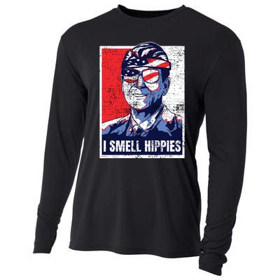 Vintage I Smell Hippies 4th Of July Merica Cooling Performance Long Sleeve Crew