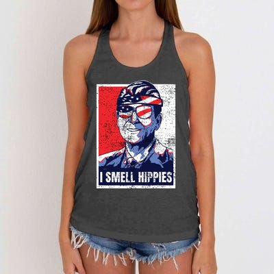 Vintage I Smell Hippies 4th Of July Merica Women's Knotted Racerback Tank