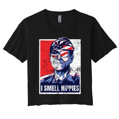 Vintage I Smell Hippies 4th Of July Merica Women's Crop Top Tee