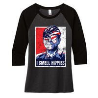 Vintage I Smell Hippies 4th Of July Merica Women's Tri-Blend 3/4-Sleeve Raglan Shirt