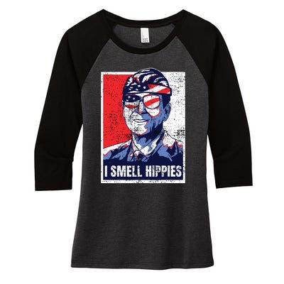 Vintage I Smell Hippies 4th Of July Merica Women's Tri-Blend 3/4-Sleeve Raglan Shirt