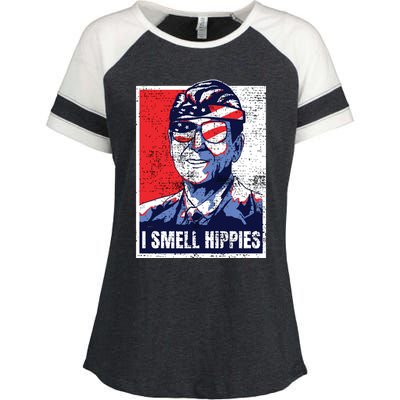 Vintage I Smell Hippies 4th Of July Merica Enza Ladies Jersey Colorblock Tee