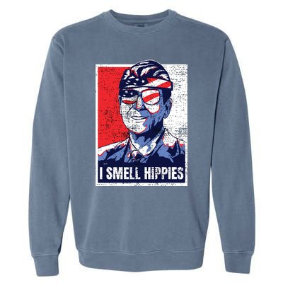 Vintage I Smell Hippies 4th Of July Merica Garment-Dyed Sweatshirt