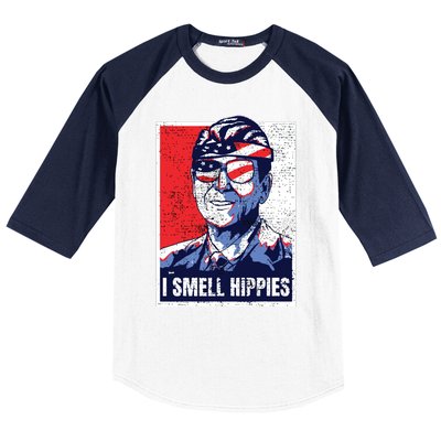 Vintage I Smell Hippies 4th Of July Merica Baseball Sleeve Shirt