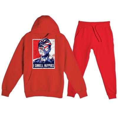 Vintage I Smell Hippies 4th Of July Merica Premium Hooded Sweatsuit Set