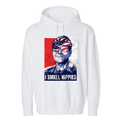 Vintage I Smell Hippies 4th Of July Merica Garment-Dyed Fleece Hoodie