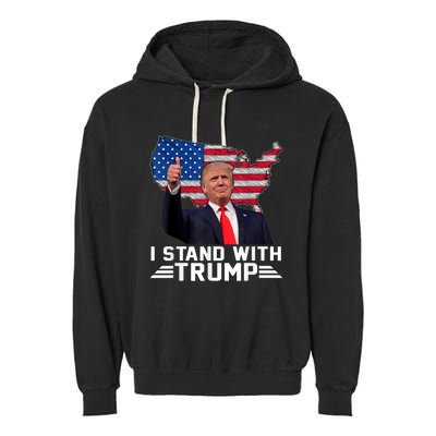 Vintage I Stand With Trump Pro Trump Supporter Garment-Dyed Fleece Hoodie